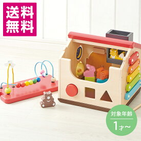 ようこそ！森のわくわくハウス 音あそび かぎあそび 回転 ボール ビーズコースター シロフォン 型はめ ごっこ遊び つみき 木製 家型 木のおもちゃ 知育玩具 1歳 2歳 3歳 赤ちゃん 孫 プレゼント ギフト 贈り物 出産祝い 誕生日 エドインター