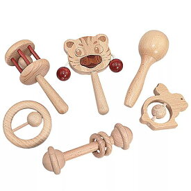 赤ちゃん ため 木製 音楽 玩具 6?24か月 赤ちゃん ため 歯が生える ガラガラ 無垢材 鉛 ようなモデル 安全なペイント