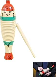 HAPPY SUGAR ギロ ウッドギロ パーカッション 楽器 民族楽器 打楽器 木製 木魚 ミニ 音が出る ティック付き 子供 音楽 演奏 発表会