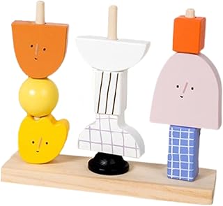 幼児 1-3 用積み木おもちゃ、幼児 1-3 用積み木 - 幼児向け積み木木製スタッキングブロック幼児組み立ておもちゃ | 家庭用幼稚園向けの小説ビルディングブロックゲーム就学前のおもちゃ