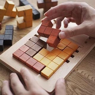 [MIND BLOCKS]ココロの積み木 パズルブロック 木製 ウッド 立体 3D テトリス ブロック パズル 積み木 キューブ 知育玩具 カラフル 老化防止 認知症 脳トレ