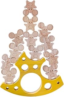 Promise Babe 積み木 ブロック 13点セット バランスゲーム 木製 おもちゃ 赤ちゃん ネズミとチーズ 子供 天然木 インテリア 無塗装 玩具 早期開発 １歳 ２歳 集中力 指先訓練 パズル 出産祝い 誕生日 プレゼント