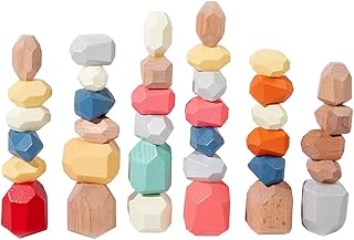 [Rocotto/ラッピング対応] 積み木 木製 36個 石 ブロック カラフル 石積み 積み石 かわいい おもちゃ 知育玩具 インテリア 大人 子ども 木のおもちゃ 幼児 教育 立体 3D 石風 (36ピース)