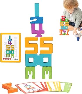 子供用ブロック数字おもちゃ、デジタル積み木 | 木製スタッキング積み木 | 1-10 数字ゲームバランスおもちゃ、スタッキングゲーム 天然木製感覚ブロック 3歳以上の子供向け