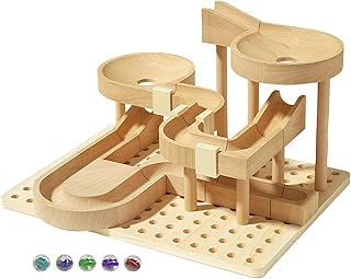 マーブル ラン - 木製パズル、頭の体操 マーブル ラン |積み木おもちゃ、ジェットコースターモデルキット、 パズル、建設プレイセット、新年用ステ ィック知育玩具