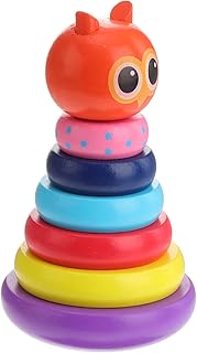 JOINPAYA 1 セット 背の高いタンブラータワービルディングブロックを積み重ねる 赤ちゃんの積み木 ベビーリングのおもちゃ 形状選別機のおもちゃ キッズスタッキングおもちゃ ピンク 木製