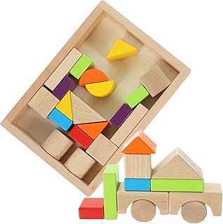 Totority 30個 幼児用木製積み木、ブナ木の形の認知ブロックスタッキング早期教育知育 キッズトレーニング遊具 幼児用ブロック 大きな積み木 ウッドブロック の知育 認知遊具