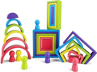 CORPER TOYS 積み木 虹の積み木 木製 おもちゃ 知育玩具 モンテッソーリ バランスゲーム ビルディング 虹色トンネル アーチレインボー インテリア 見立て遊び 虹 立体パズル 子供 幼児 誕生日 保育園 クリスマス プレゼント