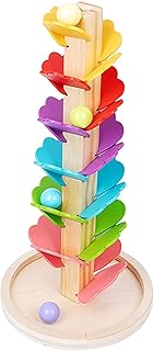 木製プレイツリー - 木製ミュージカルツリー カラフルなボールドロップおもちゃ| 、教育用積み木、幼稚園、女の子、男の子、子供、幼稚園用多機能 お子様はレインボーツリーセット。