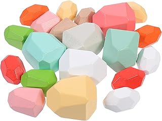 JOINPAYA 木製畳石積み木 子供向けのおもちゃ 子供のためのレーヤンのおもちゃ 子供のおもちゃ 積み木ゲーム カラフルな積み木 積み重ねられた石のおもちゃ カラフルな積み上げおもちゃ