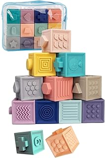 TAOTAO 積み木 みて・さわって・たのしい パステルキューブ 赤ちゃん おもちゃ 出産祝い 知育玩具 ソフトブロック (12個)