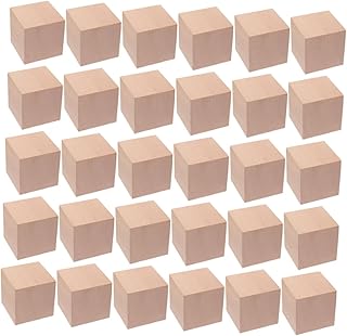 Totority 30個 ブロック toys ウッド キューブ ウッドキューブ 面白い積み上げおもちゃ 面白い積み木 子供の遊び道具 未完成の空白の木の立方体 木製
