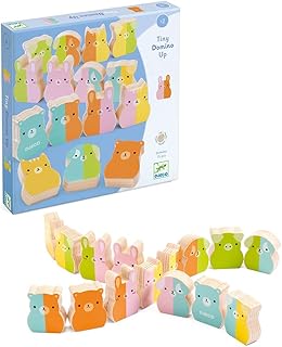 [ DJECO ジェコ タイニーアップ ドミノ ] ドミノ倒し ドミノゲーム 子ども ブロック 木製 積み木 並べる 色合わせ 木のおもちゃ 知育玩具 2歳 3歳 (DJ01675)