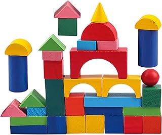 木製積み木セット - 知育玩具ブロック、子供向けクリエイティブブロック |安全な木製ブロック 幼児 カラフルな木のおもちゃ ブロック学習、スタッキングブロックセット 子供用ビルディングブロックセット