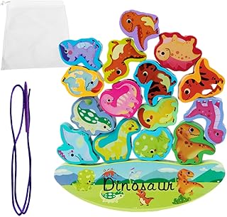 木製積み木おもちゃ、木製積み木 | 子供用糸通しおもちゃ,スタッキングブロックバランスゲーム、3歳以上の子供向けの細かい運動能力のおもちゃ