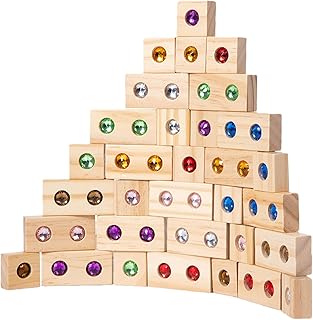木製積み木セット - レインボー積み木用木製キッズブロックセット |レインボーアクリルブロック組み立て玩具、学習教育感覚玩具, 木製積み木セット, 木製積み木セット