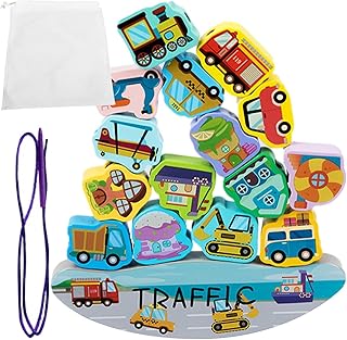 木製積み木おもちゃ、木製積み木, ストリングブロックおもちゃ, スタッキングブロックバランスゲーム、3歳以上の子供向けの細かい運動能力のおもちゃ