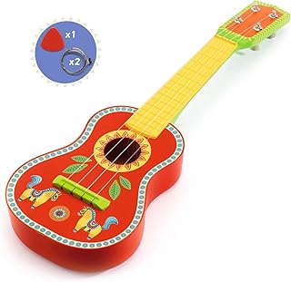 DJECO ジェコ ウクレレ 楽器 おもちゃ ギター 子供用 ミニギター ウクレレおもちゃ 4弦 知育玩具 音楽 演奏 モンテッソーリ 3歳 クリスマス (DJ06013)