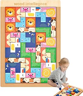 木製積み木、子供向け積み木,ビスタプリント スタッキングおもちゃ動物木製積み木 - 就学前の建物のおもちゃのパズル、女の子のための創造的な教育玩具