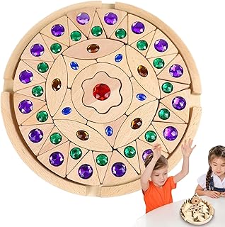 宝石積み木 - レインボー宝石ブロック - 木製パターン積み木 | 光沢のある宝石ブロックパズル、教育用レインボー積み木、レインボー宝石ブロック、早期発達のための子供用宝石ブロック