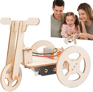 三輪車組み立てキット、木製組み立てブロック - 木製ステムビルディングブロック,積み木おもちゃ、科学実験おもちゃ、教材、子供用木製組み立てセット