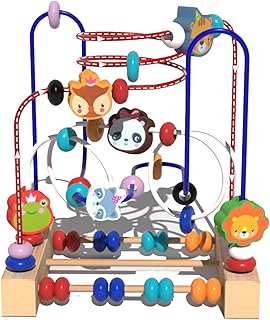 木製ビーズ迷路 - 幼児用アクティビティおもちゃ、教育用積み木 |キッズビーズローラーコースターカラフル、幼児そろばん就学前の学習おもちゃ、誕生日ホリデーの楽しい遊びのための早期教育