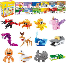 ゼリードッグおもちゃ パーティー記念品 子供用 12個 ミニビルディングブロック 動物 ビルディングセット ステムおもちゃ 各種ビルディングブロックセット 誕生日パーティーギフト お菓子バッグ 賞品 ケーキトッパー
